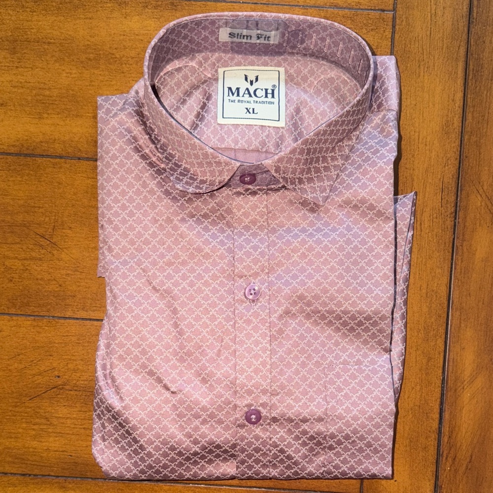 MACH & MACH Men's Pink Patterned Dress Shirt